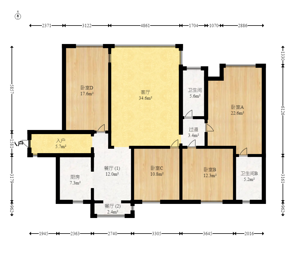 中建梅溪湖中心  4室2厅2卫   255.00万室内图1