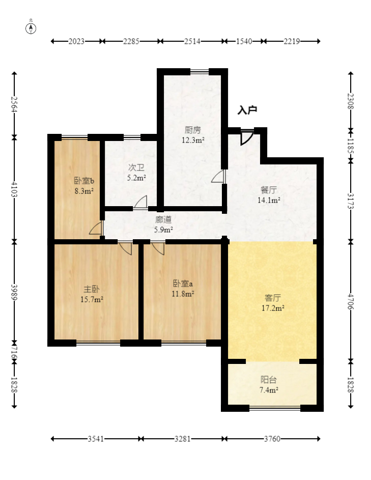 中国铁建梅溪青秀一期  3室2厅1卫   150.00万室内图1