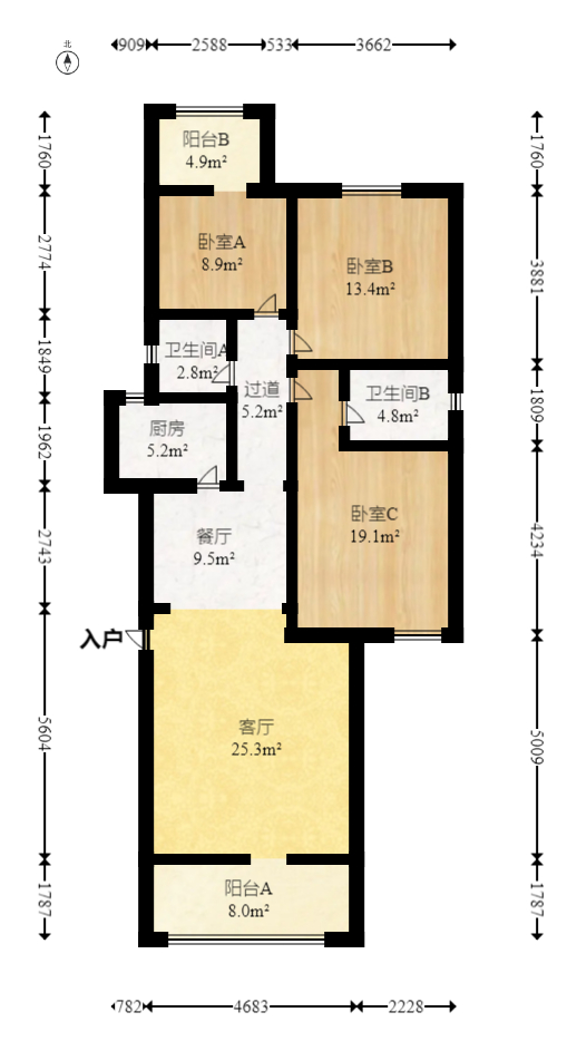 金帆小区  5室2厅1卫   105.00万室内图1