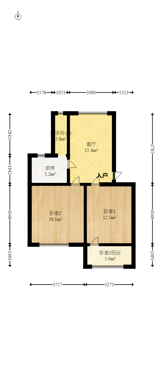 省林勘院  2室1厅1卫   46.00万室内图1