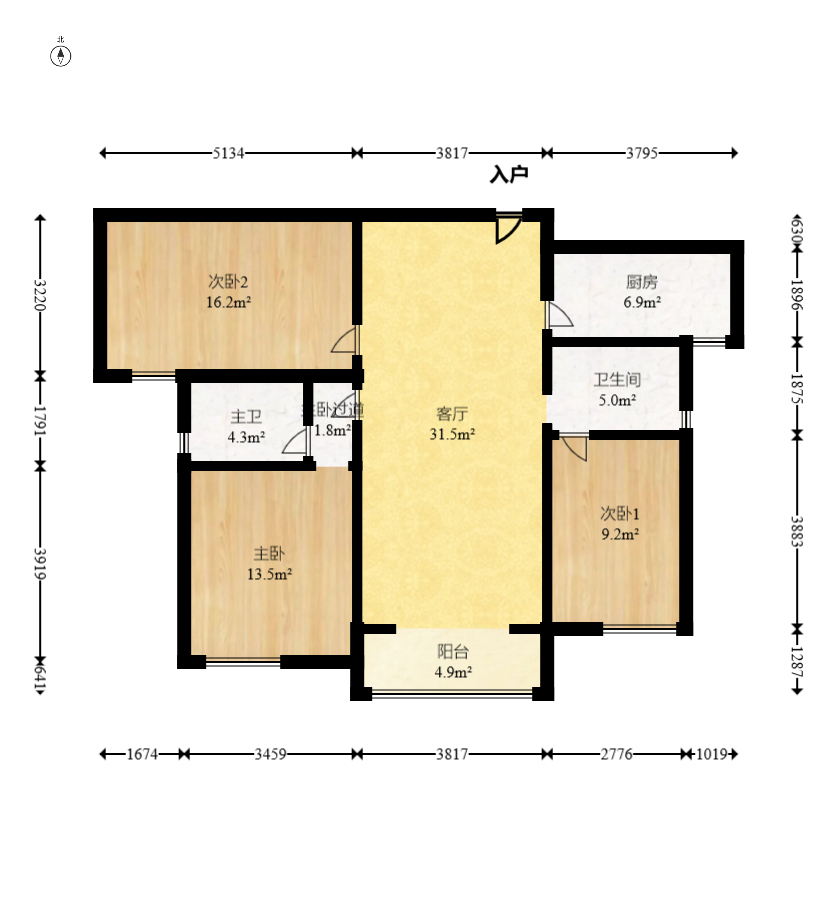中建悦和城  3室2厅2卫   102.00万室内图1