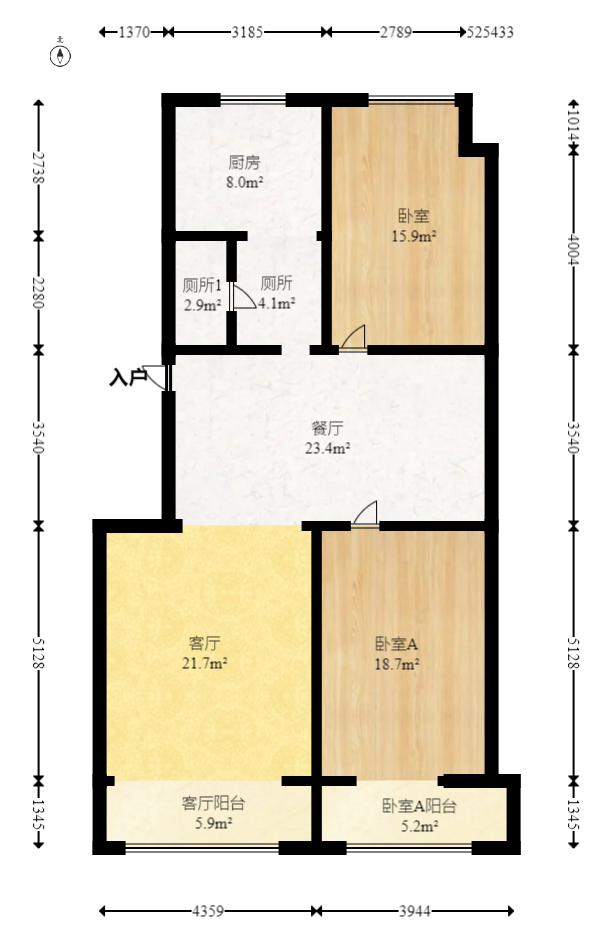 阳光100二期  3室2厅1卫   95.00万室内图1