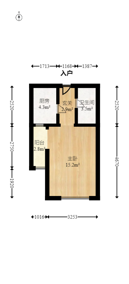 广泰锦苑  1室1厅1卫   26.00万室内图1