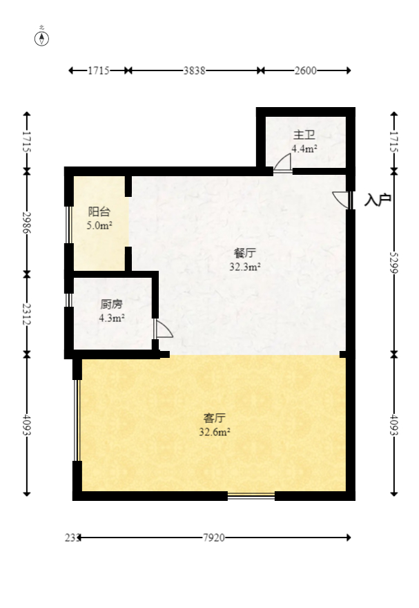 五一钻界 2室1厅1卫 86.0万 五一钻界 2室1厅1卫 86.0万户型图