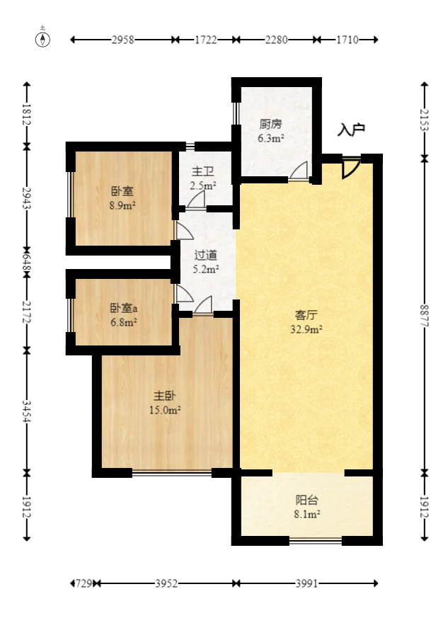 榮盛花語城  3室2廳1衛(wèi)    90.0萬室內(nèi)圖1