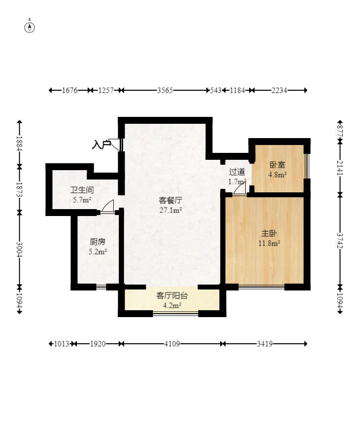 联美品格  2室2厅1卫   82.00万室内图1