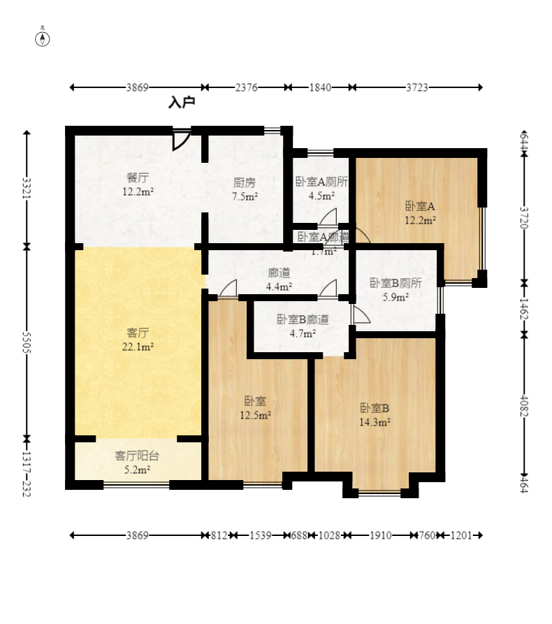 兰亭湾畔  3室2厅2卫   138.00万室内图1