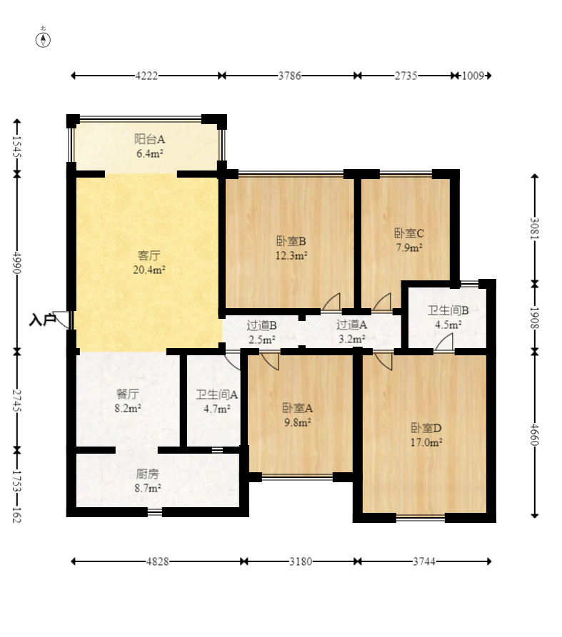勤诚达境界城 4室2厅2卫 116.0万 勤诚达境界城 4室2厅2卫 116.0万户型图