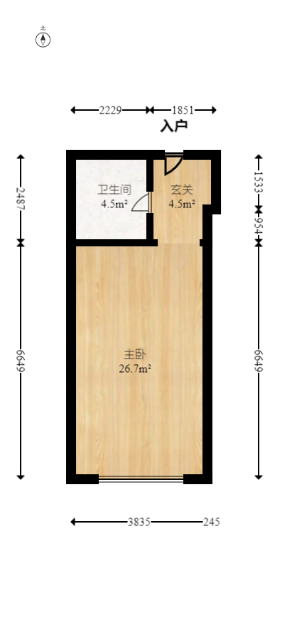 奥克斯缔壹城  1室1厅1卫   26.00万室内图1