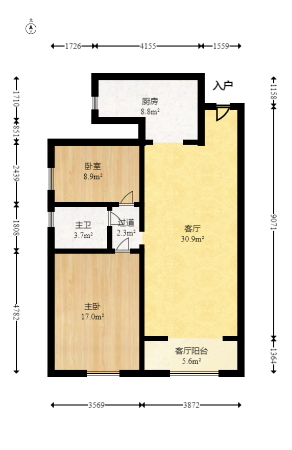 华润凤凰城三期  2室2厅1卫   74.00万室内图1