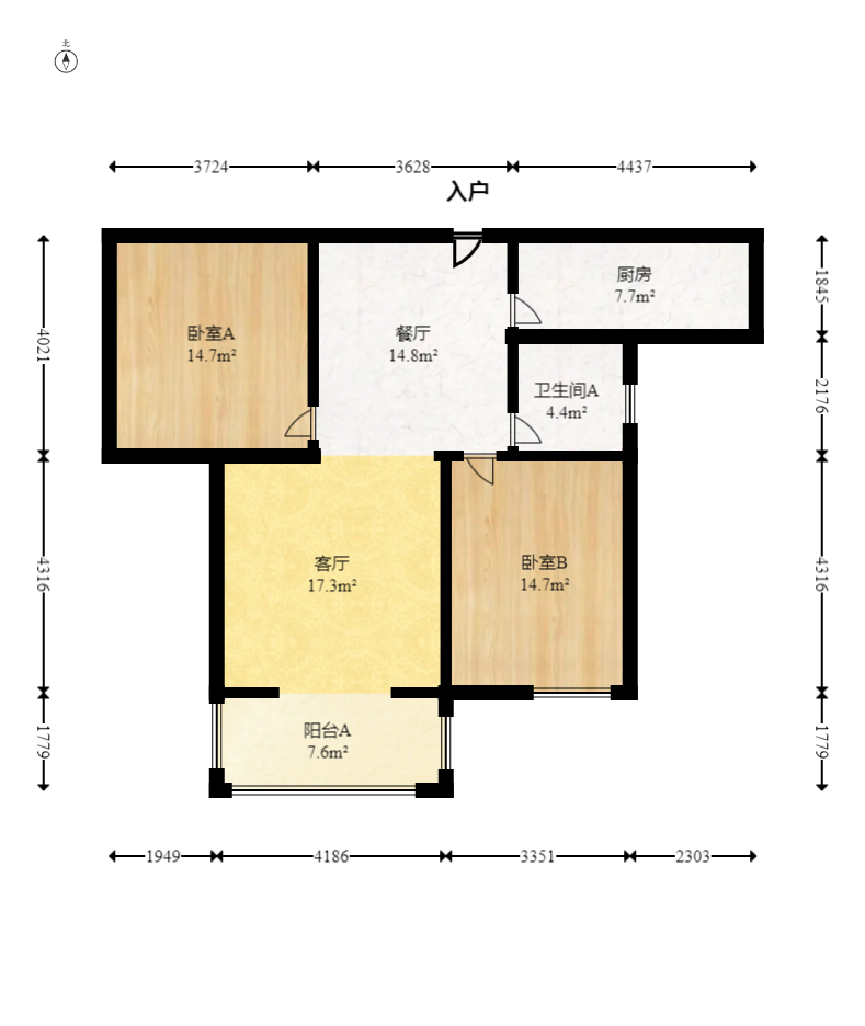 珠江东方明珠(新地东方明珠)一二期  2室2厅1卫   66.80万 珠江东方明珠(新地东方明珠)一二期  2室2厅1卫   66.80万户型图