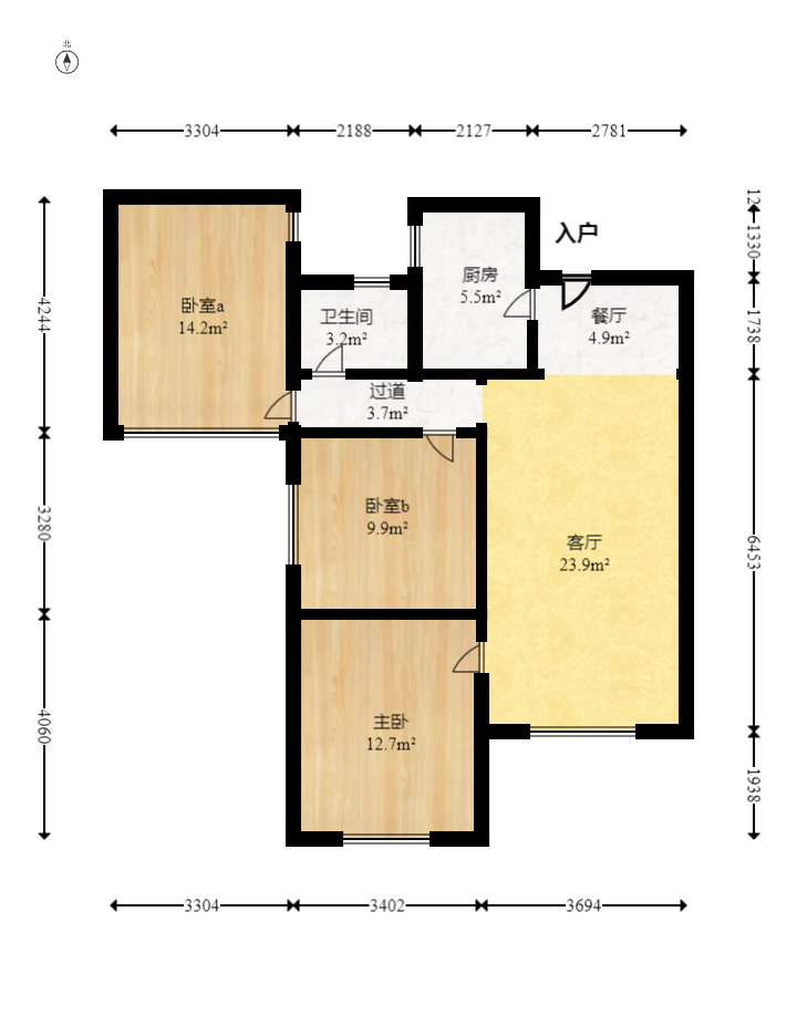 新华联梦想城 3室2厅1卫 83.8万 新华联梦想城 3室2厅1卫 83.8万户型图
