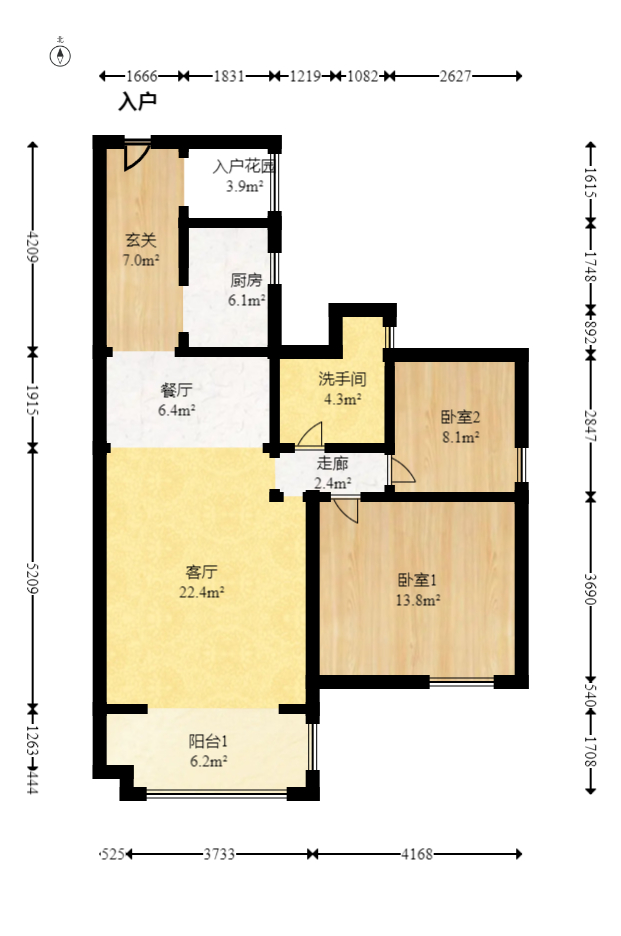 清政园（青政家园）  2室2厅1卫   72.00万室内图1