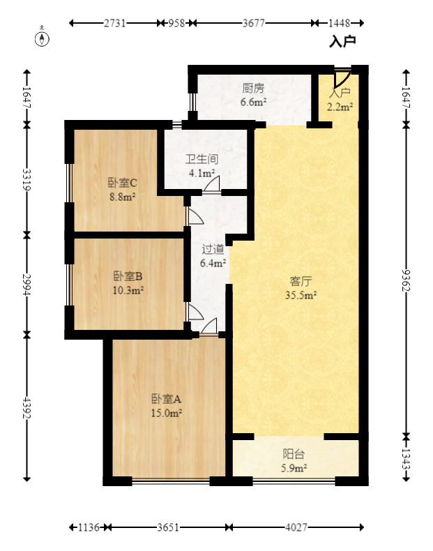 佳兆业云顶梅溪湖（佳兆业梅溪荟）  3室2厅1卫    152.0万室内图1