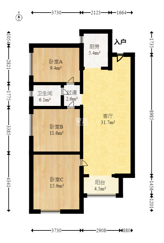 五矿沁园金城（春和景园）  3室2厅1卫    88.89万