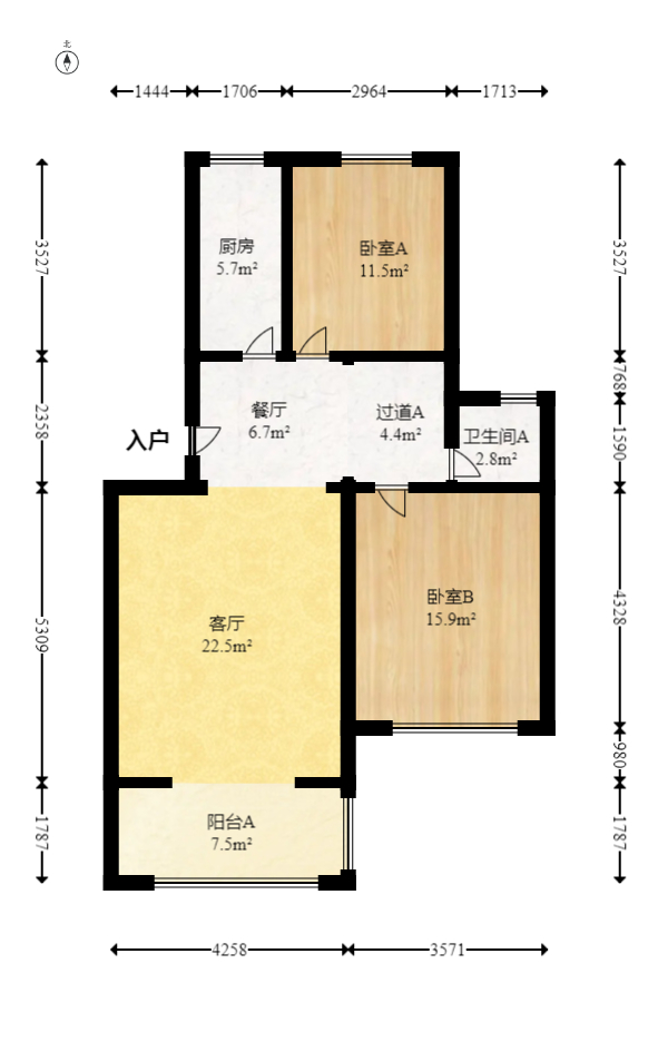 澳海澜庭  3室2厅2卫   80.80万室内图1
