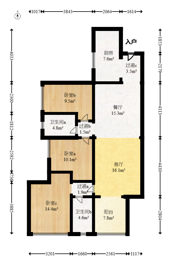 汇金城/嘉华城（二期、三期）  3室2厅2卫   140.00万室内图1