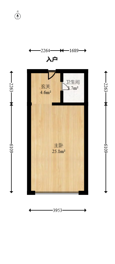长房时代城  1室1厅1卫   35.00万室内图1