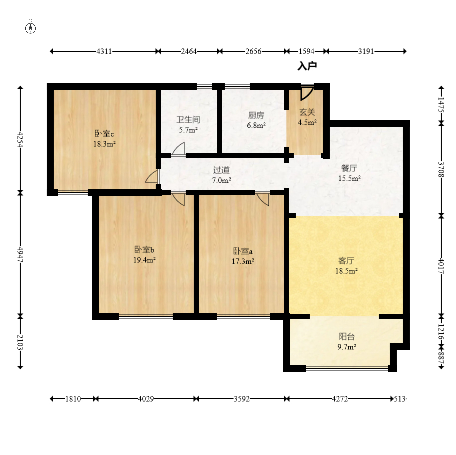 澳海谷山府 3室2厅1卫 76.8万 澳海谷山府 3室2厅1卫 76.8万户型图