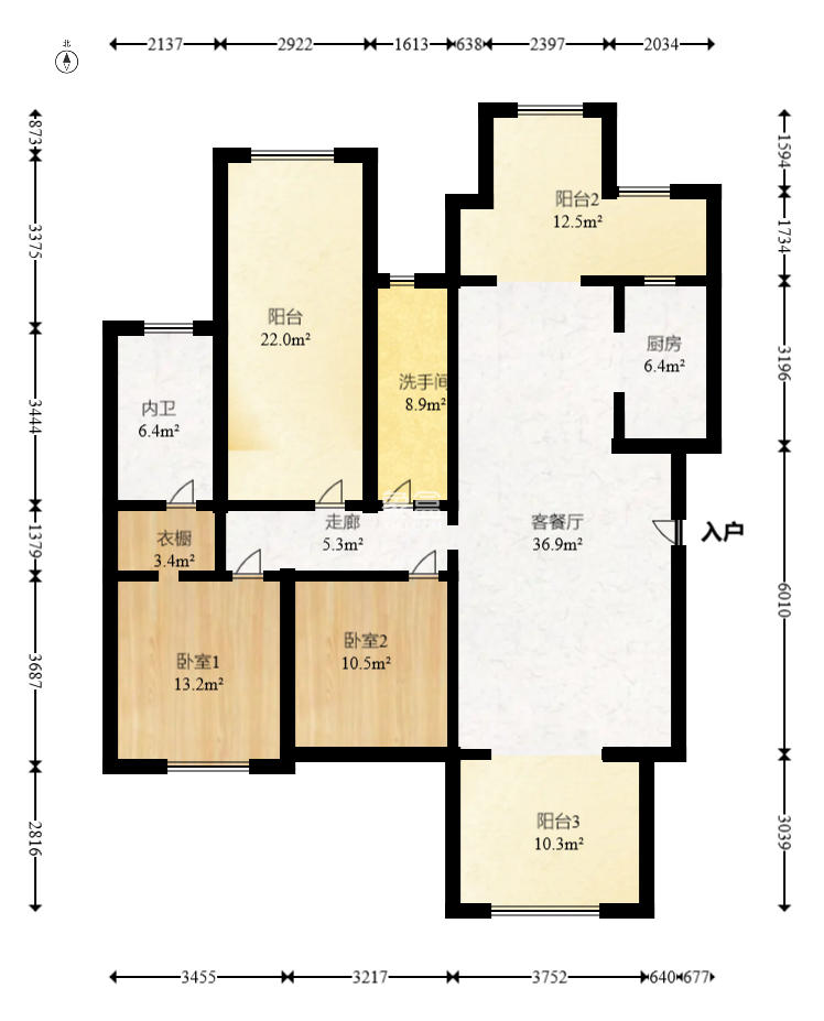 明昇壹城（明昇时代广场）一期  3室2厅2卫    330.0万室内图1