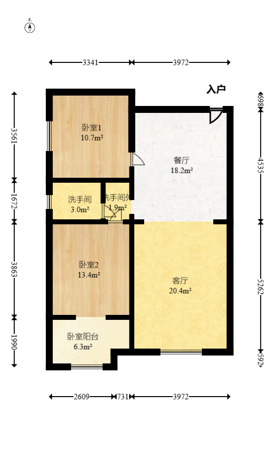 东玺门  2室2厅1卫   82.00万室内图1
