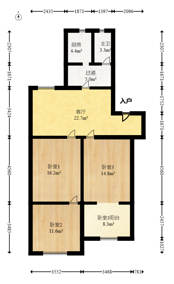 省政府机关梓园住宅区  2室1厅1卫   78.00万室内图1