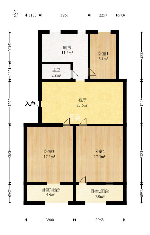 桂花公寓  3室1厅1卫   48.00万室内图1
