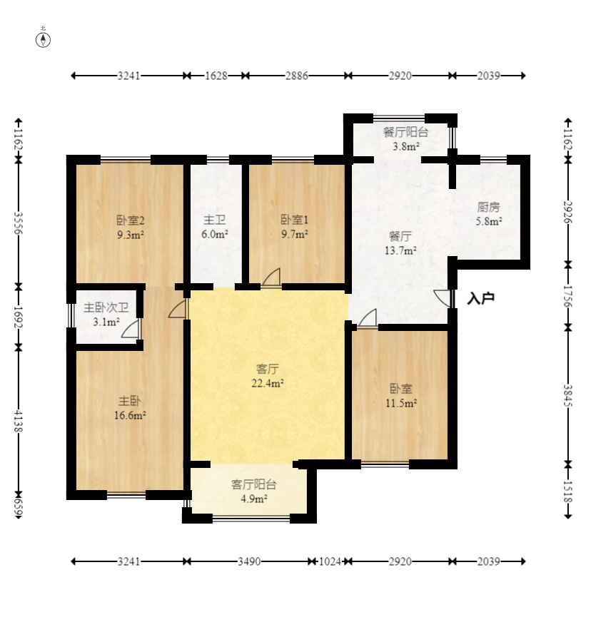 荣盛花语城  4室2厅2卫   88.00万室内图1