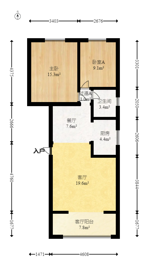 咸嘉新村悦峰园  2室2厅1卫   93.00万室内图1