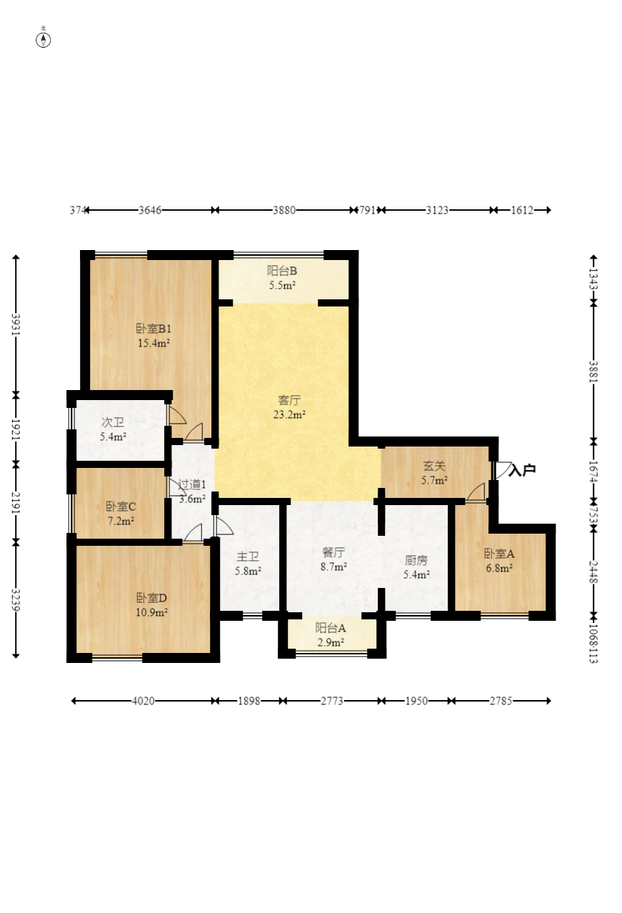 新城新世界四期柏樾  3室2厅2卫    138.8万室内图1
