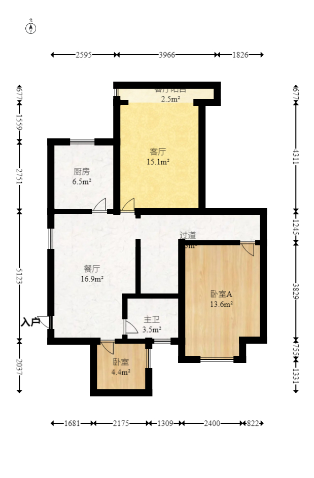 華盛家園  3室2廳2衛(wèi)    99.8萬室內圖1