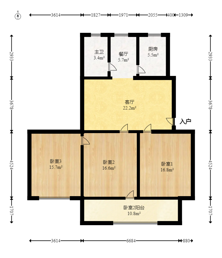 金地社区  3室2厅1卫   77.80万室内图1