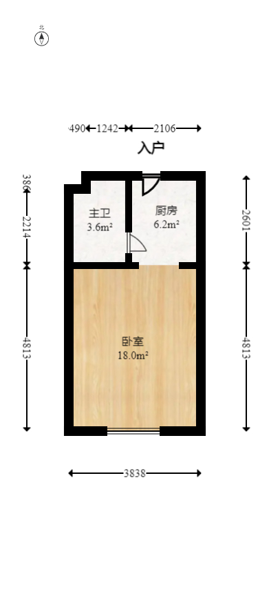 建发中央公园（建发美地）  1室1厅1卫   51.00万室内图1