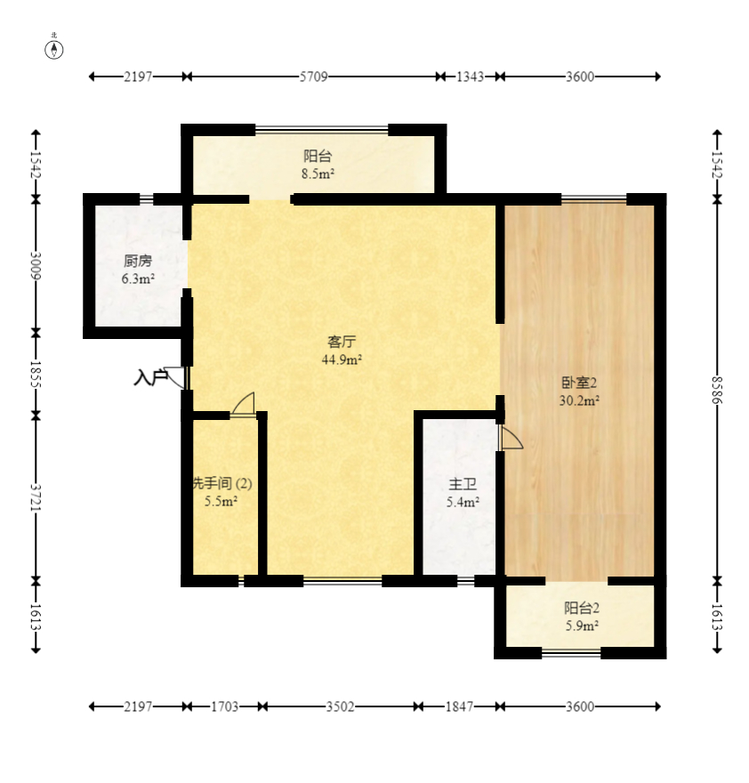 建发中央公园（建发美地）  3室2厅2卫   208.00万室内图1