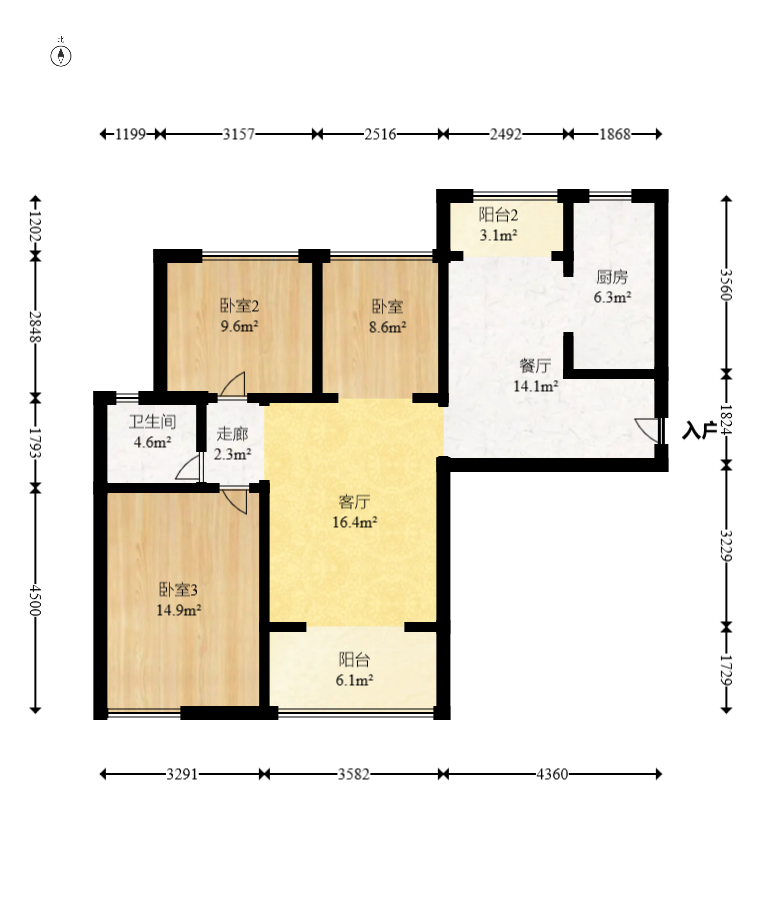 中国铁建国际城一期  3室2厅1卫    64.8万 中国铁建国际城一期  3室2厅1卫    64.8万户型图