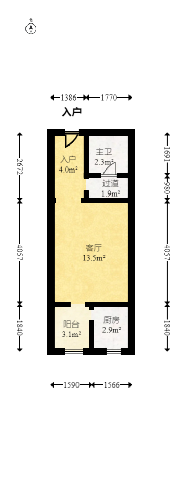 国泰九龙湾  1室1厅1卫   35.00万室内图1