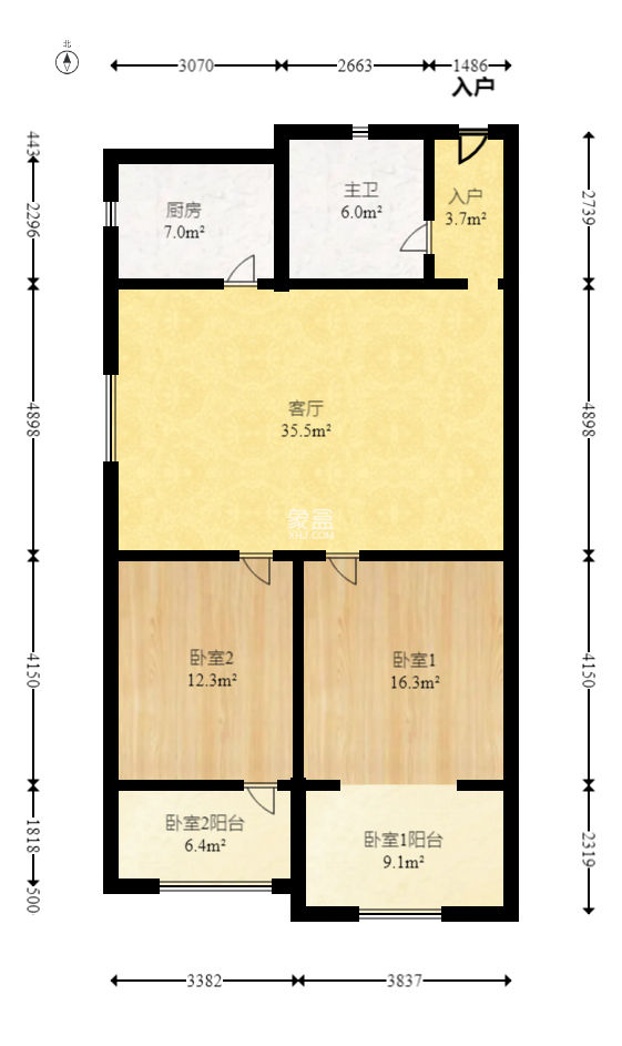 中意花苑  2室2厅1卫   54.80万