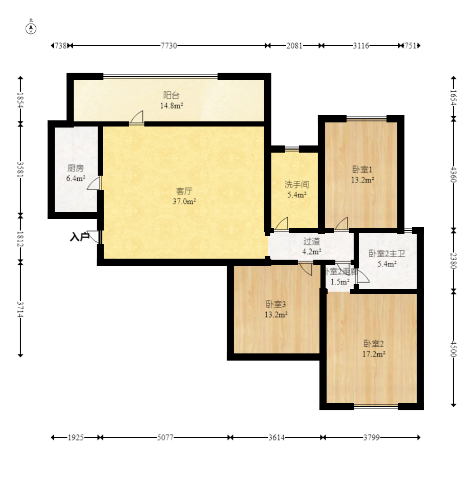 建发中央悦府  3室1厅2卫   187.00万室内图1