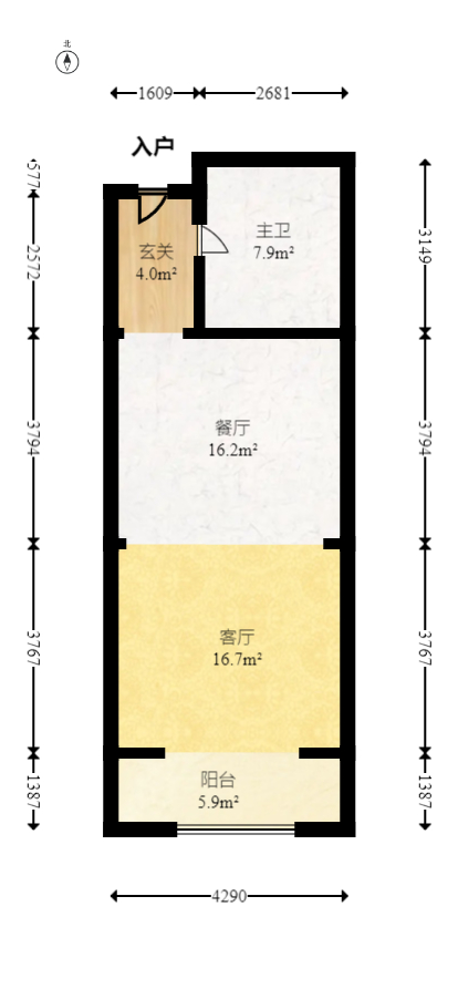盛大泽西城（盛大.西城天下）  1室1厅1卫   33.60万室内图1