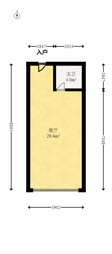 麓江春  1室1厅1卫   52.00万室内图1