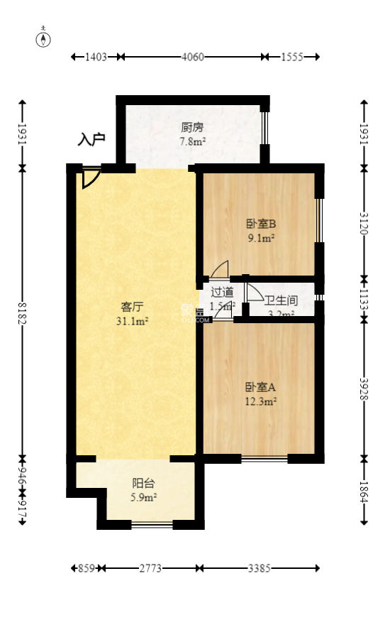 航天溪湖  2室2廳1衛(wèi)   91.80萬(wàn)