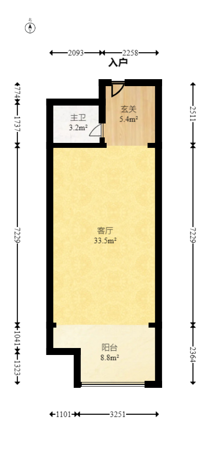 鑫远悦城（鑫远悦时代）  1室1厅1卫   45.00万室内图1