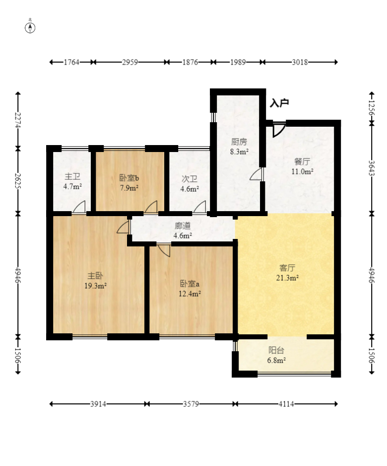 梦想新天地 3室2厅1卫 118.0万 梦想新天地 3室2厅1卫 118.0万户型图