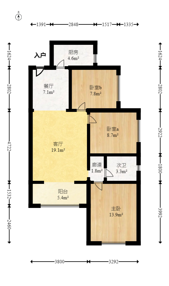 梅溪湖合能璞麗  3室2廳1衛(wèi)    128.0萬室內(nèi)圖1