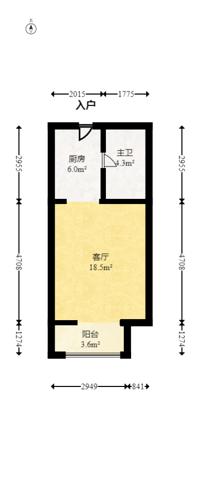 金鹰商业广场（金鹰商业大厦）  1室1厅1卫   32.00万室内图1
