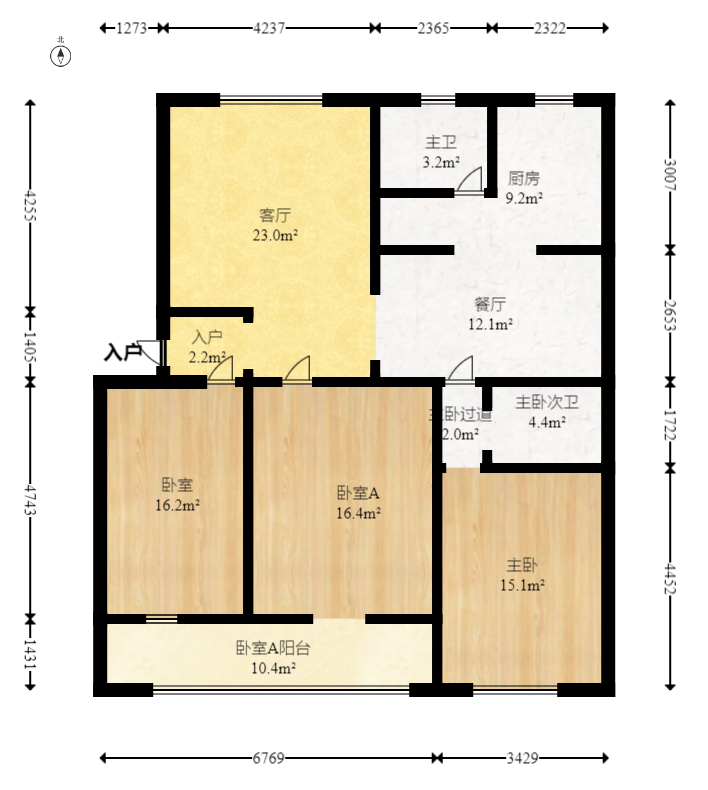 东南明苑  3室2厅2卫   78.00万室内图1