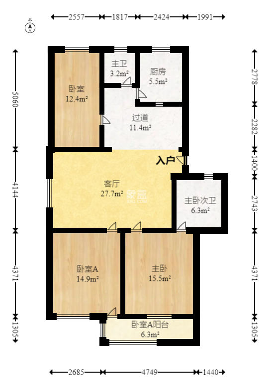 中南汽车世界  3室2厅1卫   50.00万室内图1