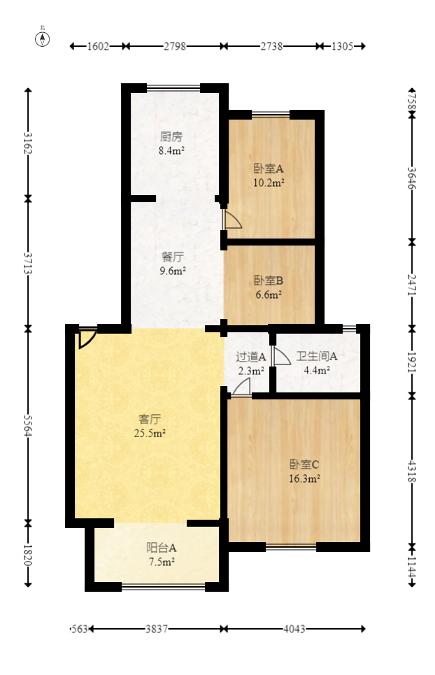 澳海月亮湾 3室2厅1卫 67.0万 澳海月亮湾 3室2厅1卫 67.0万户型图