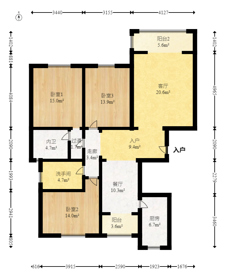 西子花苑  3室2厅2卫    108.0万 西子花苑  3室2厅2卫    108.0万户型图