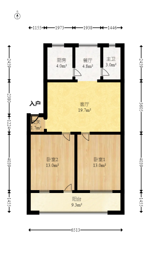 南园小区  2室2厅1卫   30.80万室内图1